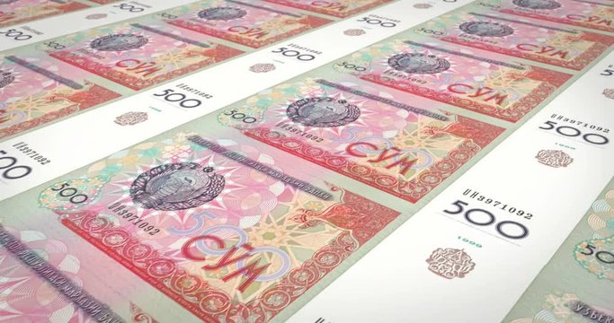 Banknotes of five hundred Uzbekistani som of Uzbekistan, cash money, loop