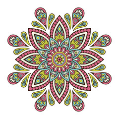 Flower Mandala. Vintage decorative elements. Oriental pattern, vector illustration. Islam, Arabic, Indian, moroccan,spain, turkish, pakistan, chinese, mystic, ottoman motifs. Coloring book page