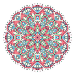 Flower Mandala. Vintage decorative elements. Oriental pattern, vector illustration. Islam, Arabic, Indian, moroccan,spain, turkish, pakistan, chinese, mystic, ottoman motifs. Coloring book page