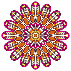 Flower Mandala. Vintage decorative elements. Oriental pattern, vector illustration. Islam, Arabic, Indian, moroccan,spain, turkish, pakistan, chinese, mystic, ottoman motifs. Coloring book page