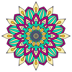 Fototapeta na wymiar Flower Mandala. Vintage decorative elements. Oriental pattern, vector illustration. Islam, Arabic, Indian, moroccan,spain, turkish, pakistan, chinese, mystic, ottoman motifs. Coloring book page