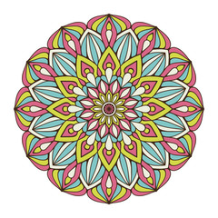 Flower Mandala. Vintage decorative elements. Oriental pattern, vector illustration. Islam, Arabic, Indian, moroccan,spain, turkish, pakistan, chinese, mystic, ottoman motifs. Coloring book page