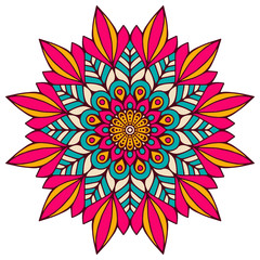 Flower Mandala. Vintage decorative elements. Oriental pattern, vector illustration. Islam, Arabic, Indian, moroccan,spain, turkish, pakistan, chinese, mystic, ottoman motifs. Coloring book page