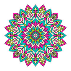 Flower Mandala. Vintage decorative elements. Oriental pattern, vector illustration. Islam, Arabic, Indian, moroccan,spain, turkish, pakistan, chinese, mystic, ottoman motifs. Coloring book page