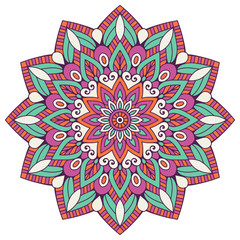 Flower Mandala. Vintage decorative elements. Oriental pattern, vector illustration. Islam, Arabic, Indian, moroccan,spain, turkish, pakistan, chinese, mystic, ottoman motifs. Coloring book page