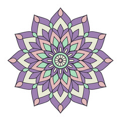 Flower Mandala. Vintage decorative elements. Oriental pattern, vector illustration. Islam, Arabic, Indian, moroccan,spain, turkish, pakistan, chinese, mystic, ottoman motifs. Coloring book page