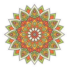 Flower Mandala. Vintage decorative elements. Oriental pattern, vector illustration. Islam, Arabic, Indian, moroccan,spain, turkish, pakistan, chinese, mystic, ottoman motifs. Coloring book page