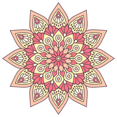 Flower Mandala. Vintage decorative elements. Oriental pattern, vector illustration. Islam, Arabic, Indian, moroccan,spain, turkish, pakistan, chinese, mystic, ottoman motifs. Coloring book page