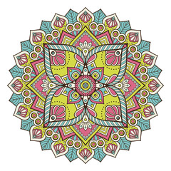 Flower Mandala. Vintage decorative elements. Oriental pattern, vector illustration. Islam, Arabic, Indian, moroccan,spain, turkish, pakistan, chinese, mystic, ottoman motifs. Coloring book page