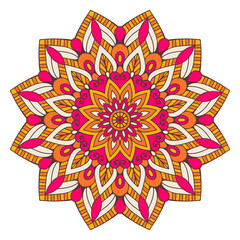 Flower Mandala. Vintage decorative elements. Oriental pattern, vector illustration. Islam, Arabic, Indian, moroccan,spain, turkish, pakistan, chinese, mystic, ottoman motifs. Coloring book page