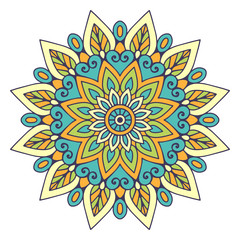 Flower Mandala. Vintage decorative elements. Oriental pattern, vector illustration. Islam, Arabic, Indian, moroccan,spain, turkish, pakistan, chinese, mystic, ottoman motifs. Coloring book page