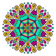 Flower Mandala. Vintage decorative elements. Oriental pattern, vector illustration. Islam, Arabic, Indian, moroccan,spain, turkish, pakistan, chinese, mystic, ottoman motifs. Coloring book page