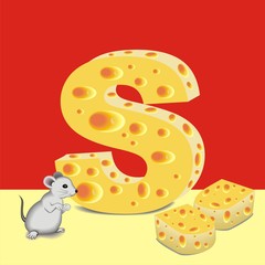 letter S of cheese and mouse