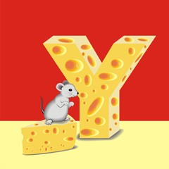 letter Y of cheese and mouse