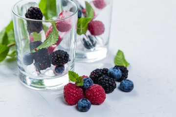 Infused water with berries and mint