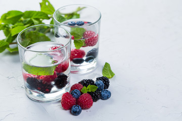 Infused water with berries and mint
