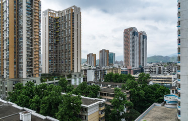 city skyline with residential district in China.
