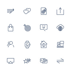 Set of 16 vector icons for software, application or websites - social media and technology