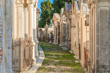 Old french cemetery in the town of Menton on the French Riviera