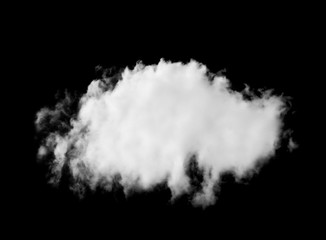 single of white cloud isolated on black background
