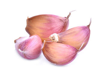 cloves of garlic, tropical herbs isolated on white background