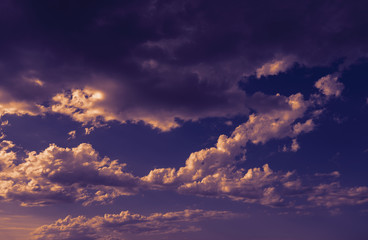 Dramatic sky with clouds.