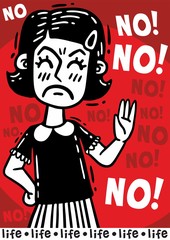Red poster little girl says no