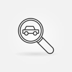 Car in magnifying glass icon