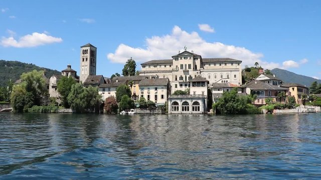 Boat trip to Island San Giulio of Lake Orta, Piedmont Italy