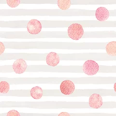 Tapeten Handgezeichnetes Aquarellmuster mit glitzernden rosa Punkten und Strichen auf weißem Hintergrund © Anastasia