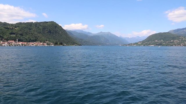 Lake Orta view to Pella and Mount Mottarone, Piedmont Italy