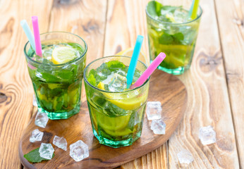 Fresh lemonade with ice