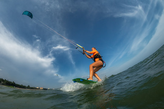 Kite surfing.