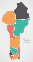 Benin Map with states and modern round shapes