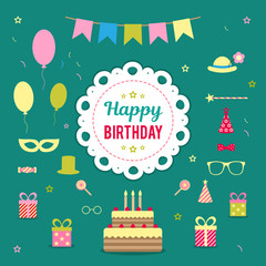 Set of vector elements for celebrating birthday or party.