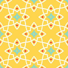 Yellow arabic ornamental ceramic tile
