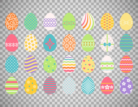 Colored easter eggs on transparent background