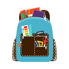 Children school blue bag pack
