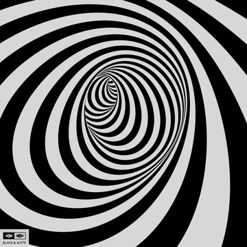 Black and white background. Pattern with optical illusion. Vector illustration. © Login