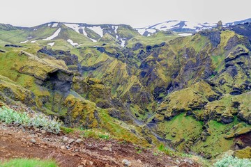 beautiful landscape hiking the fimmvorduhals trail in iceland