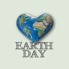 Earth day world heart message, 3D Rendering