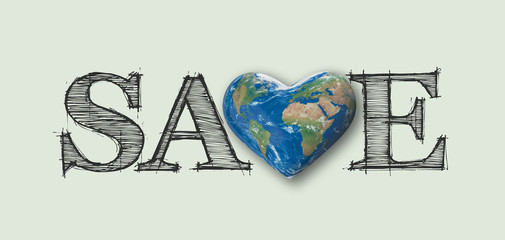 Save world heart message, 3D Rendering