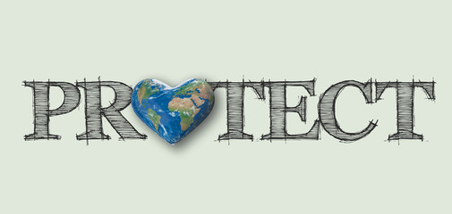 Protect world heart message, 3D Rendering