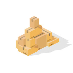 Box tower isometric vector illustration