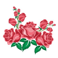 Naklejka premium Pink roses in cartoon style