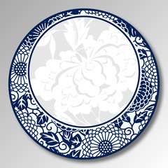 Chinese Traditional Blue And White Porcelain, Peony, Flowers 