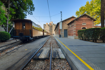 Obraz premium Train station with classic wooden wagons in Palma of Majorca