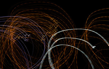 Abstract background of light bulbs at night in motion