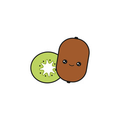cute cartoon kiwi vector illustration isolated on white background
