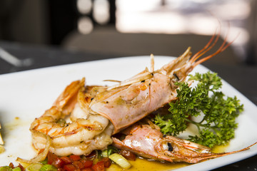 shrimp on the plate